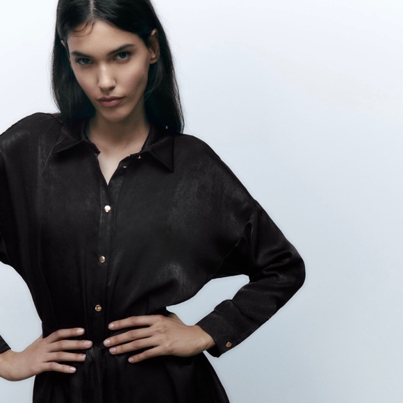 Zara Satin Shirt Dress - Picture 2 of 9